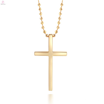 Glaze Minimaliste en acier inoxydable Ball Chain Sweater Croix en or Crucifix Collier